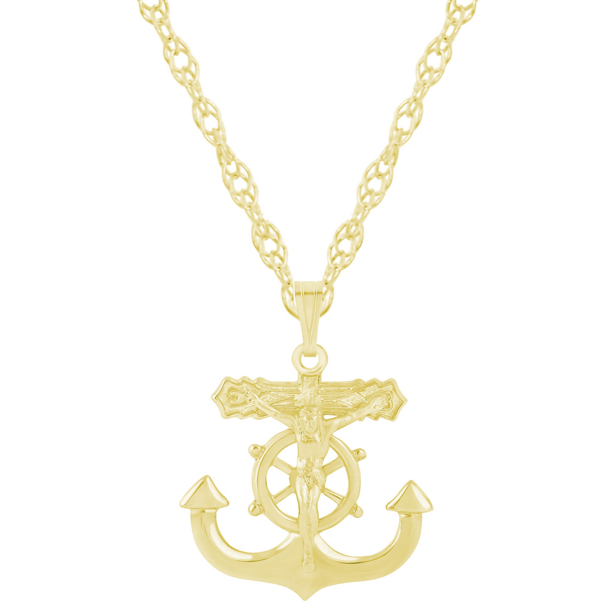 

Ожерелье с подвеской в ​​виде распятия из стерлингового серебра Glistening Jewels, Gold Plated Sterling Silver