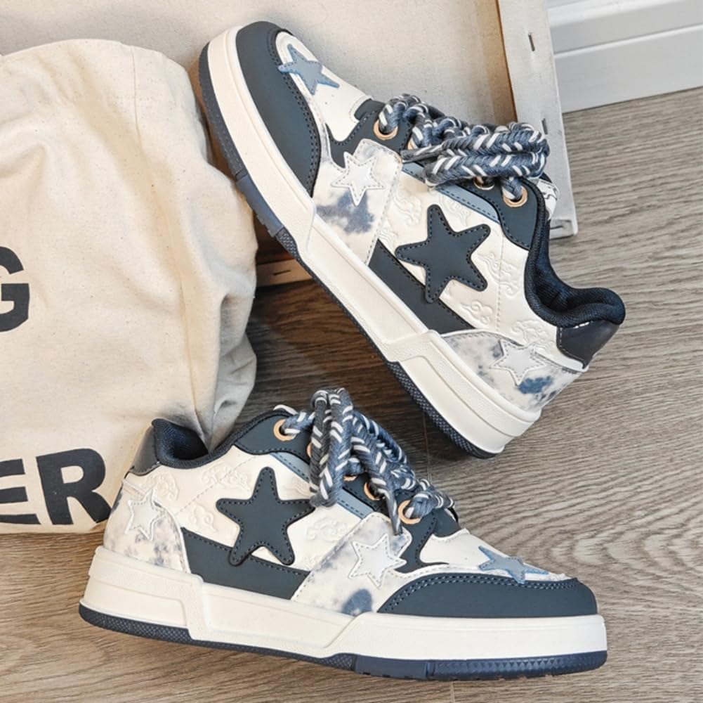 Обувь Star Shoes, милые кроссовки в стиле Y2k, массивные повседневные прогулочные туфли, унисекс, для пар, для девушек, противоскользящие, удобные, для путешествий, отдыха на природе, спорта, школы. Размеры 5.5-9.5 Generic, синий — фото 2