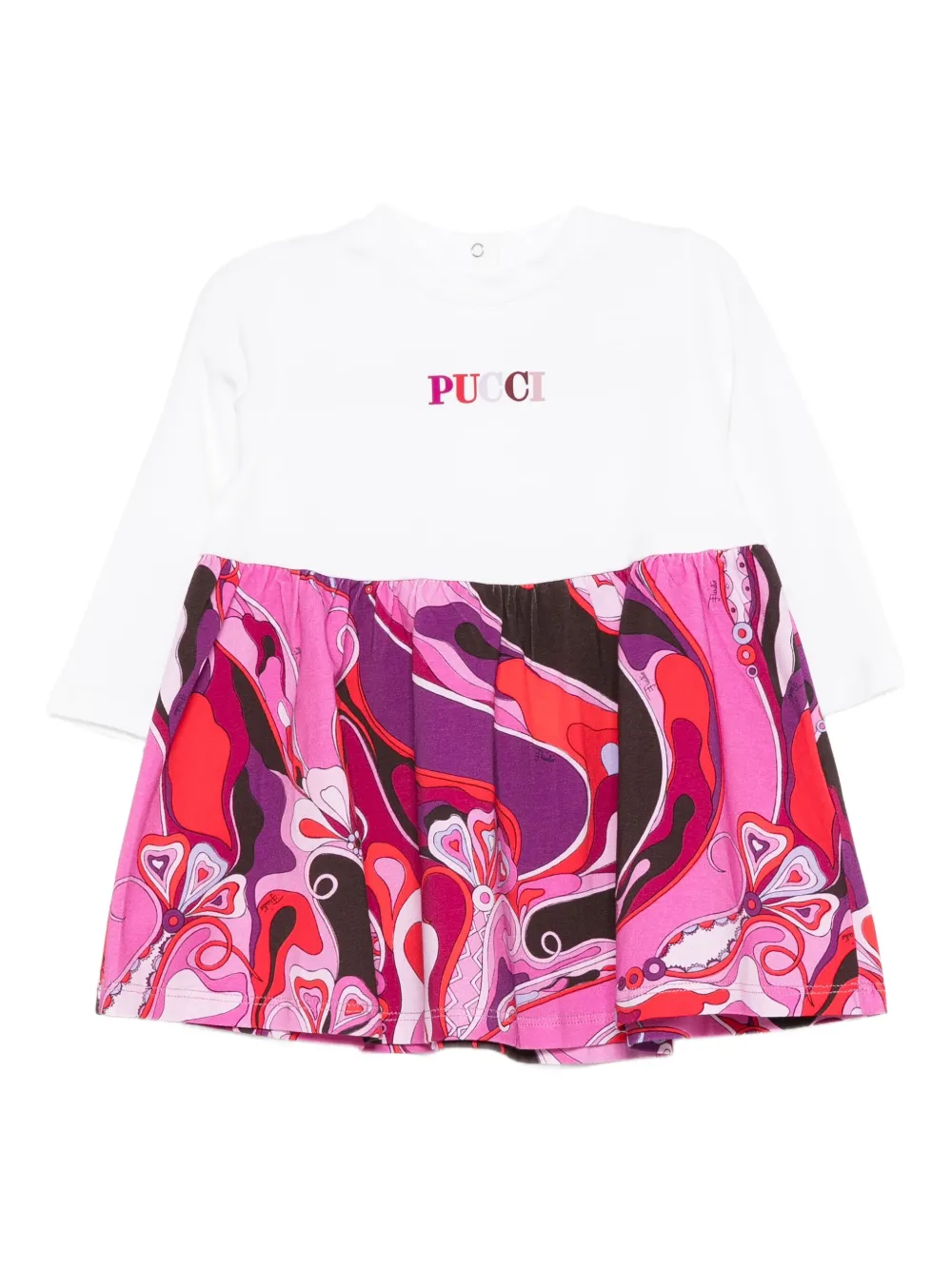 

Платье с длинными рукавами и абстрактным принтом PUCCI Junior, белый
