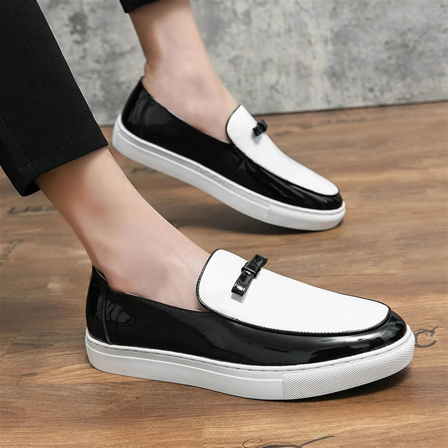 Лоферы мужские кожаные с кисточками, Slip-On, White EXAMEEEU — фото 4