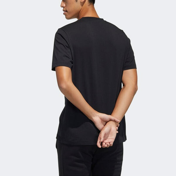 Футболка neo m basc tee logo printing sports round neck short sleeve black Adidas, черный — фото 3