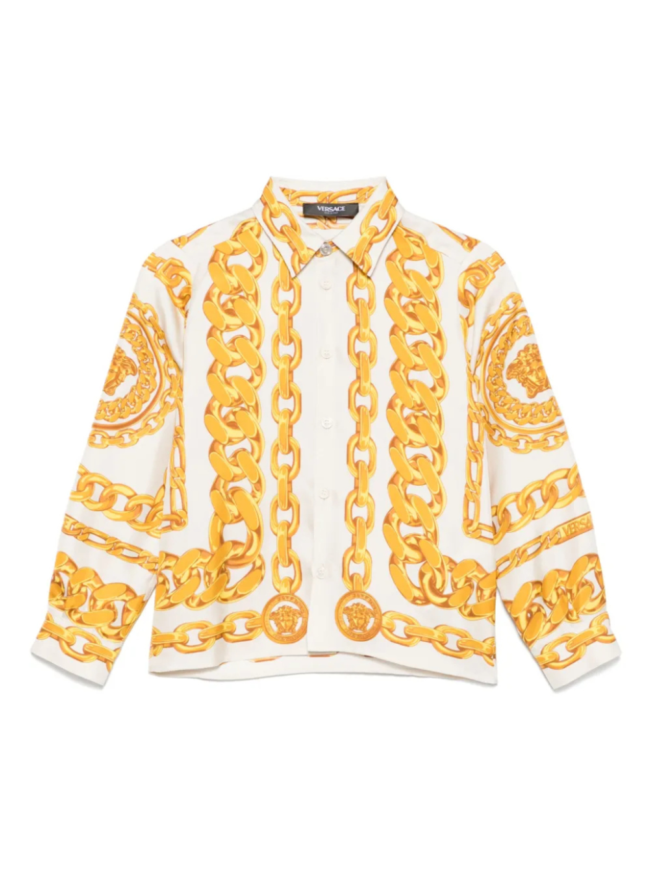 

Шелковая рубашка Versace Kids, нейтральный