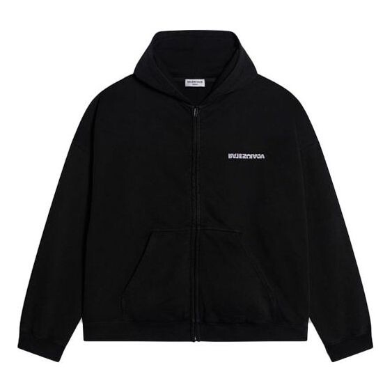 

Куртка turn zip-up hoodie wide fit 'black' Balenciaga, черный