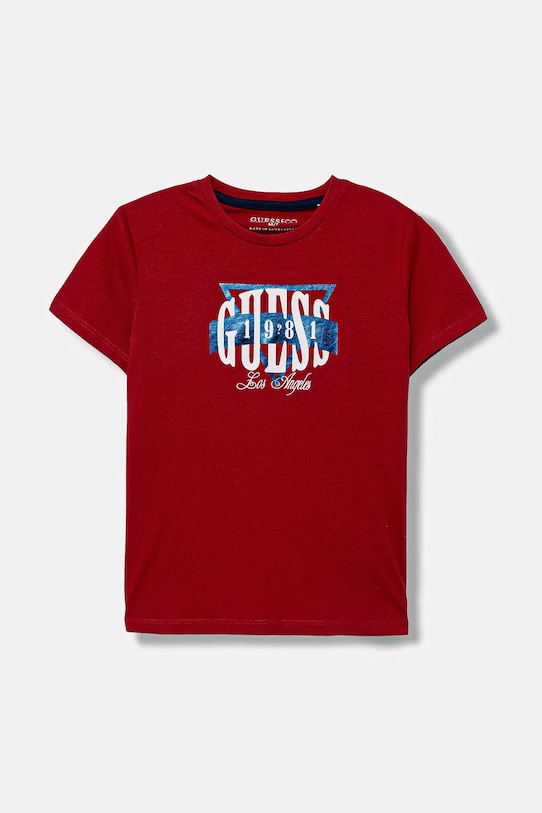 

Детская хлопковая футболка Guess, красный