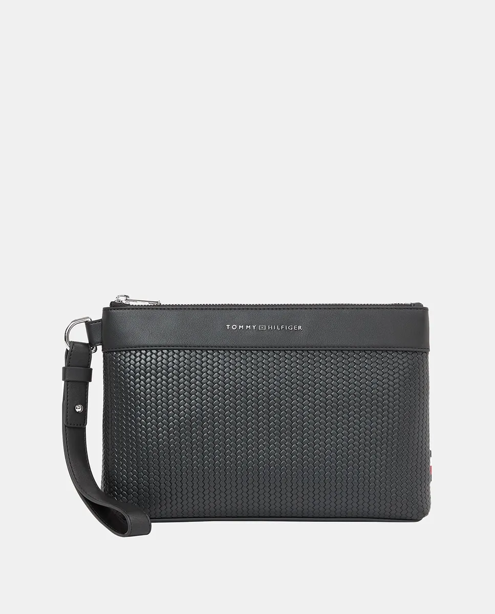 

Мужская сумка из кожи с логотипом Tommy Hilfiger, черный