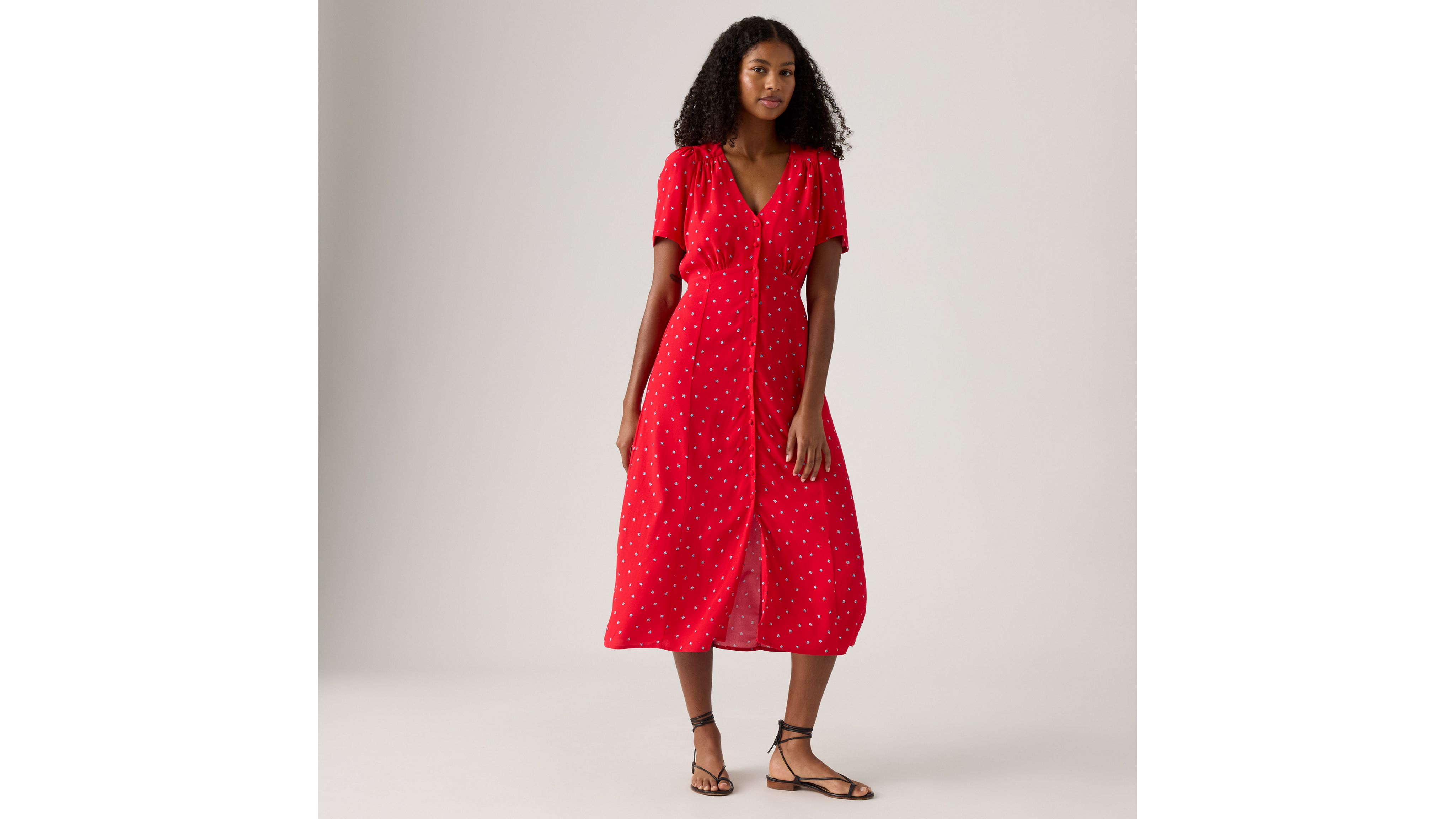 

Платье миди Sarina с короткими рукавами Levi's, Cara Ditsy Floral - Red