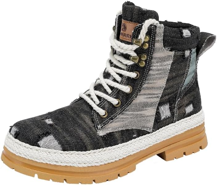 

Мужские модные кроссовки Hhhchpm, высокие туфли на шнуровке для мотоцикла, всесезонная спортивная мужская повседневная обувь из канваса, нескользящие высокие мужские ботинки, черный