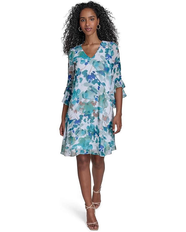 

Платье Calvin Klein Floral Chiffon Shift Dress, цвет Lake Multi
