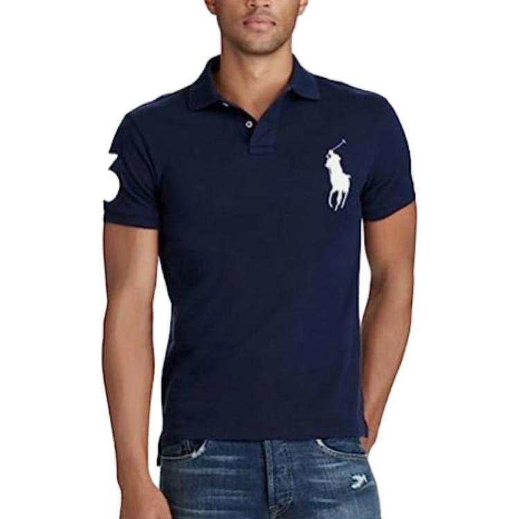 Polo Ralph Lauren Мужская поло с коротким рукавом и вышивкой Navy — фото 4