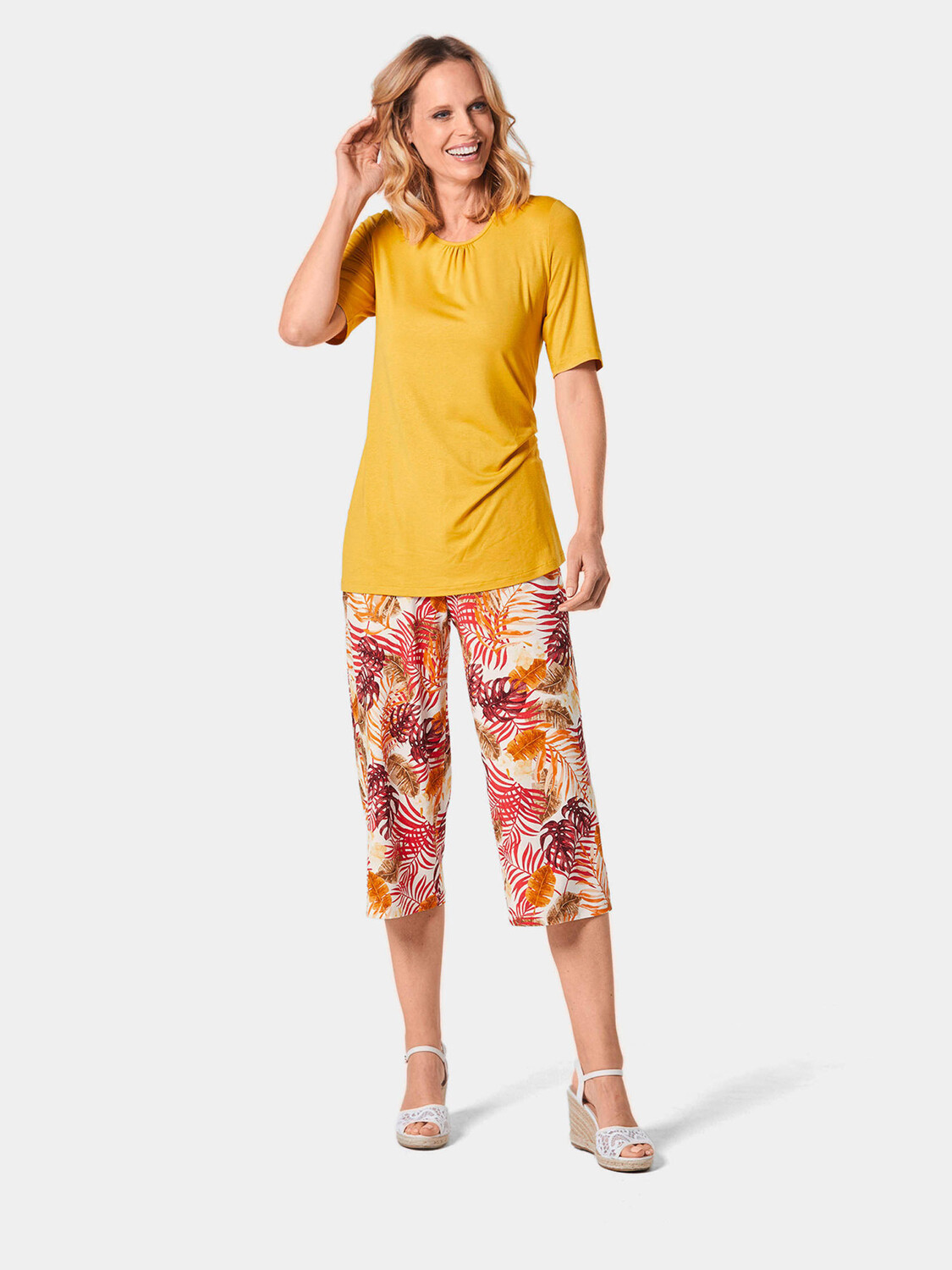 

Брюки GOLDNER Druckhose Louisa, цвет hagebutte/mandarine/gemustert