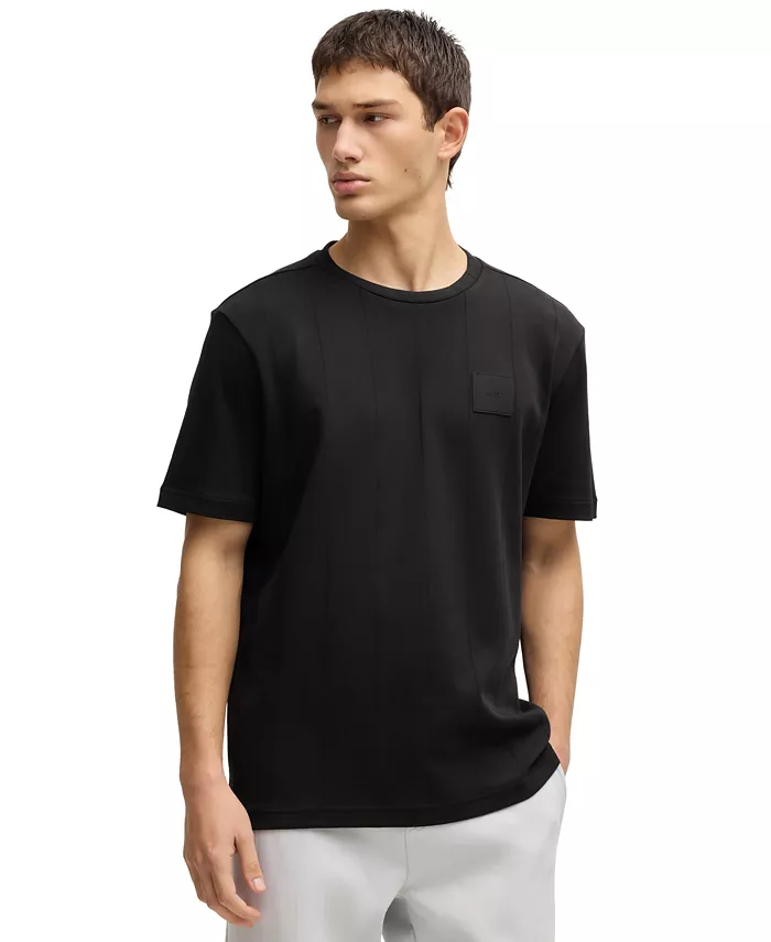 

Мужская футболка свободного кроя с деталью drop-stitch Hugo Boss, черный