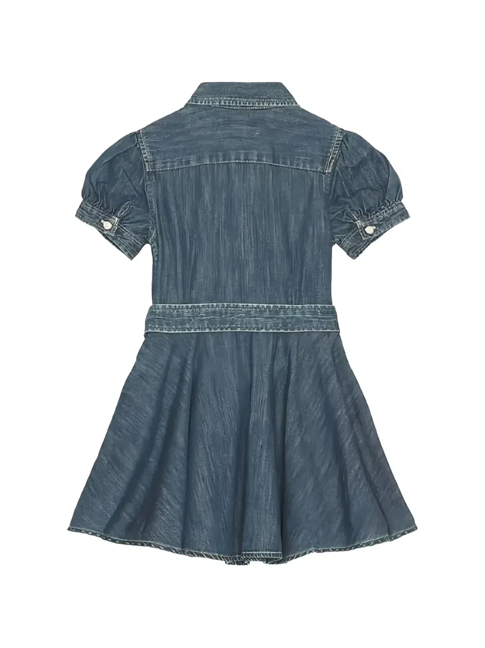 Платье с объемными рукавами и поясом Polo Ralph Lauren Kids, синий — фото 2