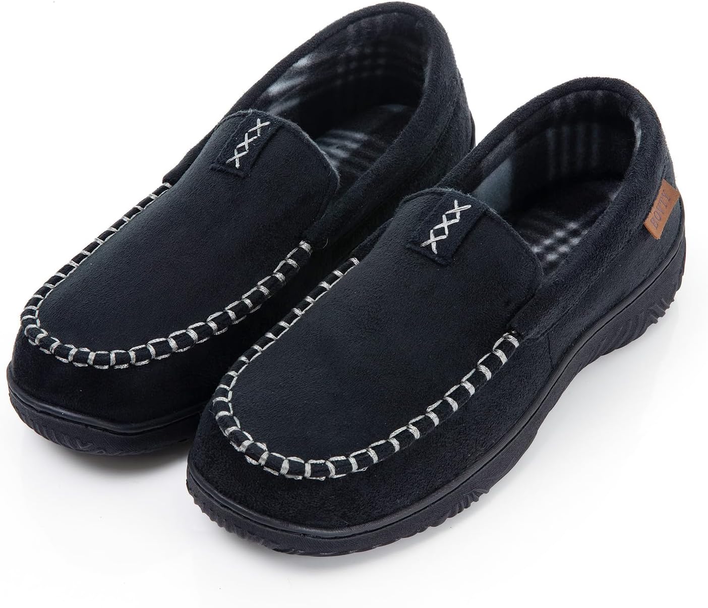 

Мужские тапочки-мокасины для дома - обувь с эффектом памяти для дома и улицы, дышащие туфли-слипоны Bovty, черный