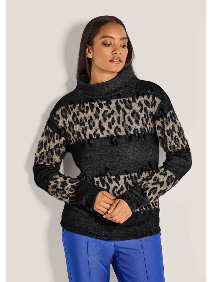 

MADELEINE Свитер с изображением Льва и воротником-стойкой, черный/многоцветный