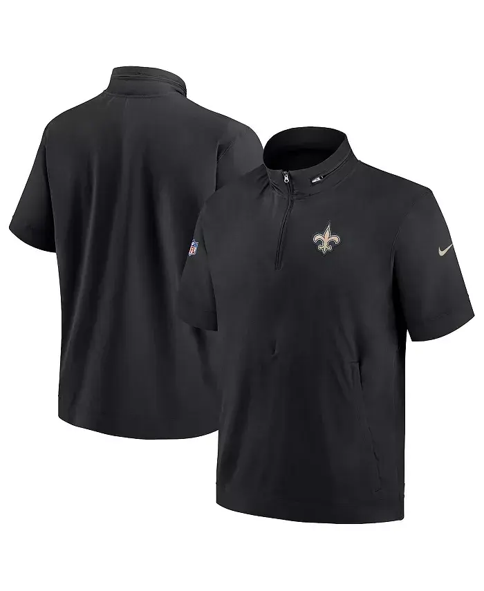 

Мужская черная худи с молнией на четверть и короткими рукавами New Orleans Saints Sideline Coach Nike