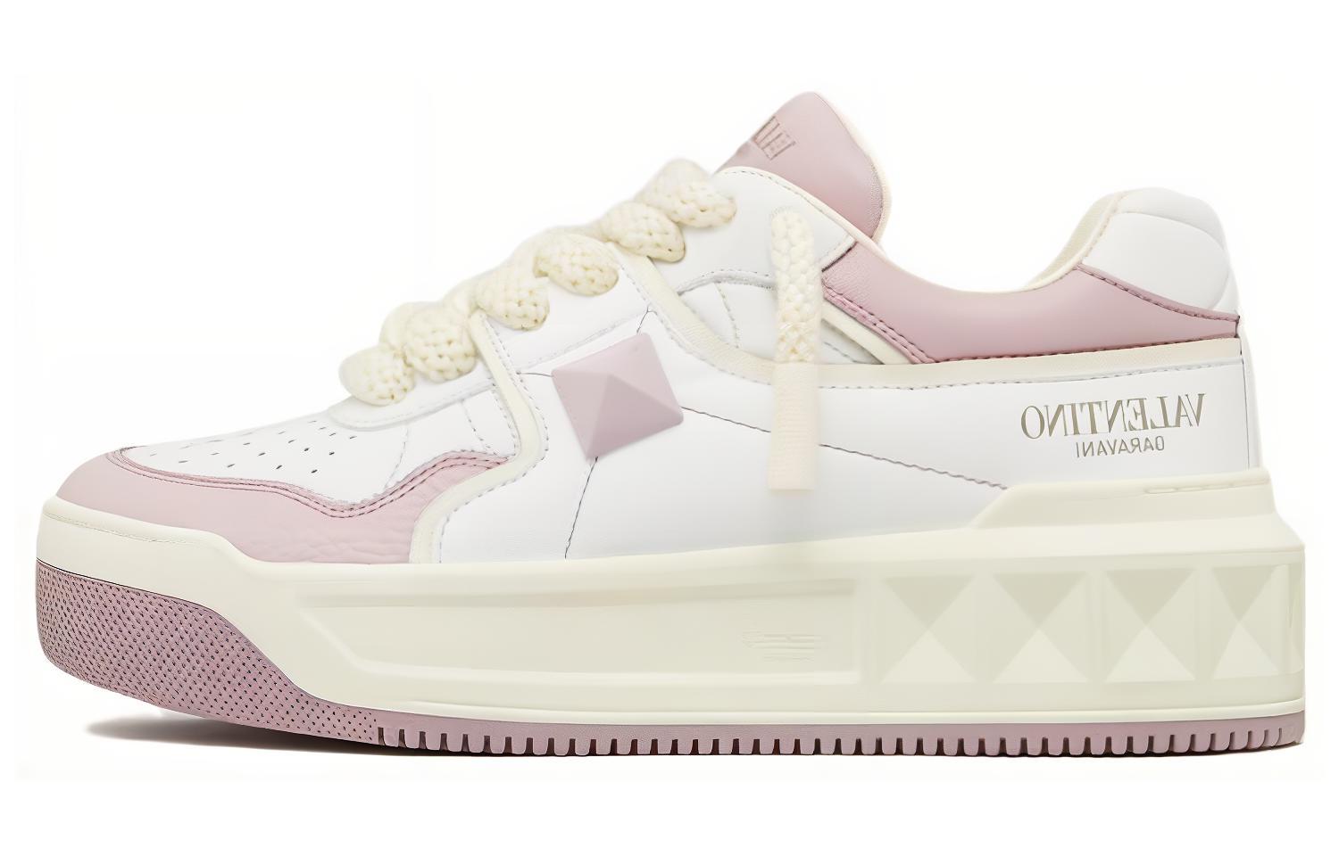 Женские кроссовки Garavani One Stud XL на шнуровке Valentino, бело-фиолетовые