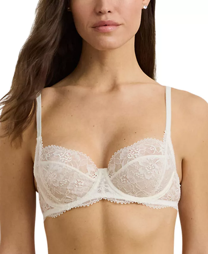 

Женский бюстгальтер без подкладки с кружевом полного покрытия Lauren Ralph Lauren, белый