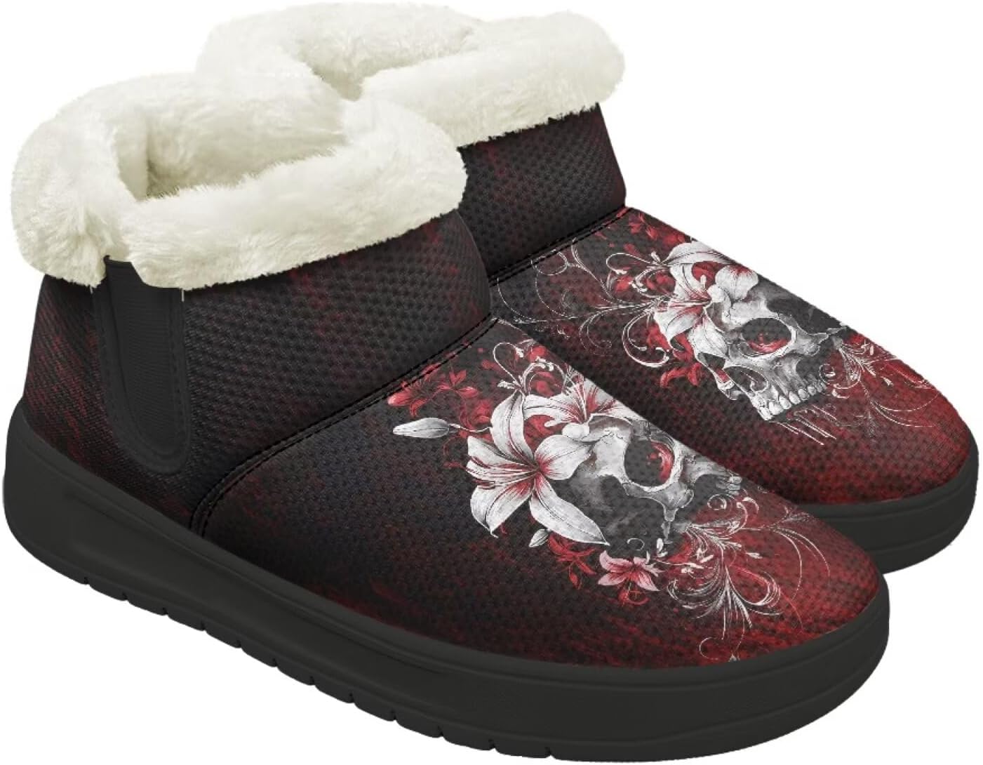 

Зимние ботинки Forchrinse для женщин и мужчин, с меховой подкладкой, уютные теплые ботильоны для прогулок, Skull Lily