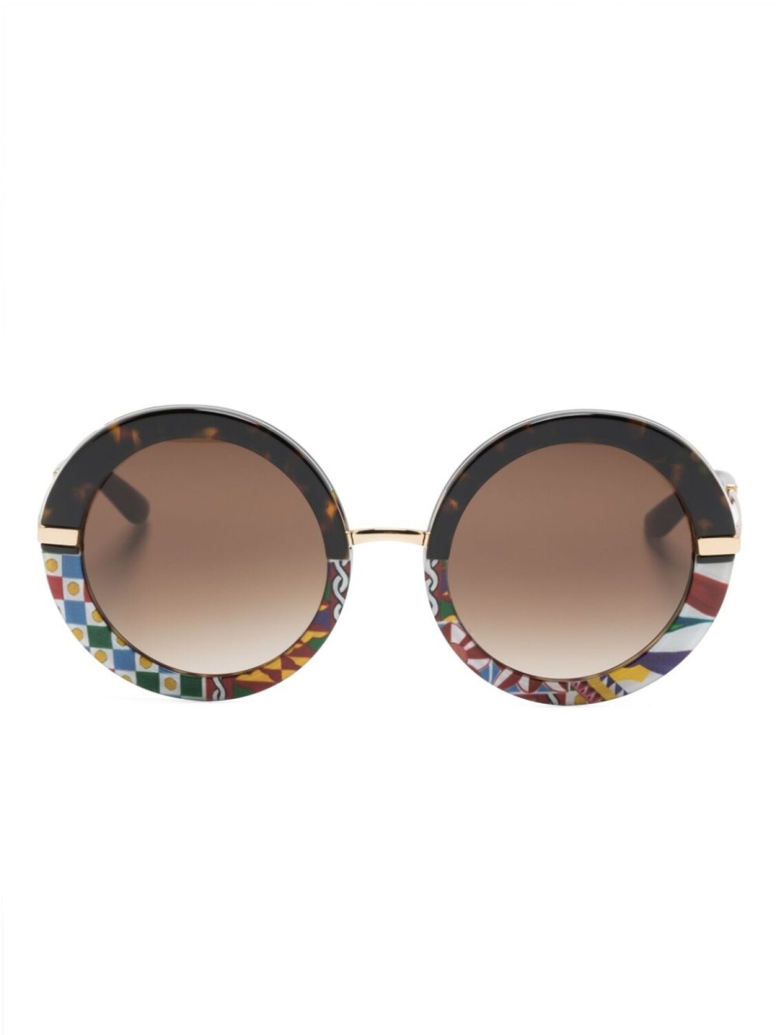 

Dolce & Gabbana Eyewear солнцезащитные очки в круглой оправе с цветочным принтом, коричневый
