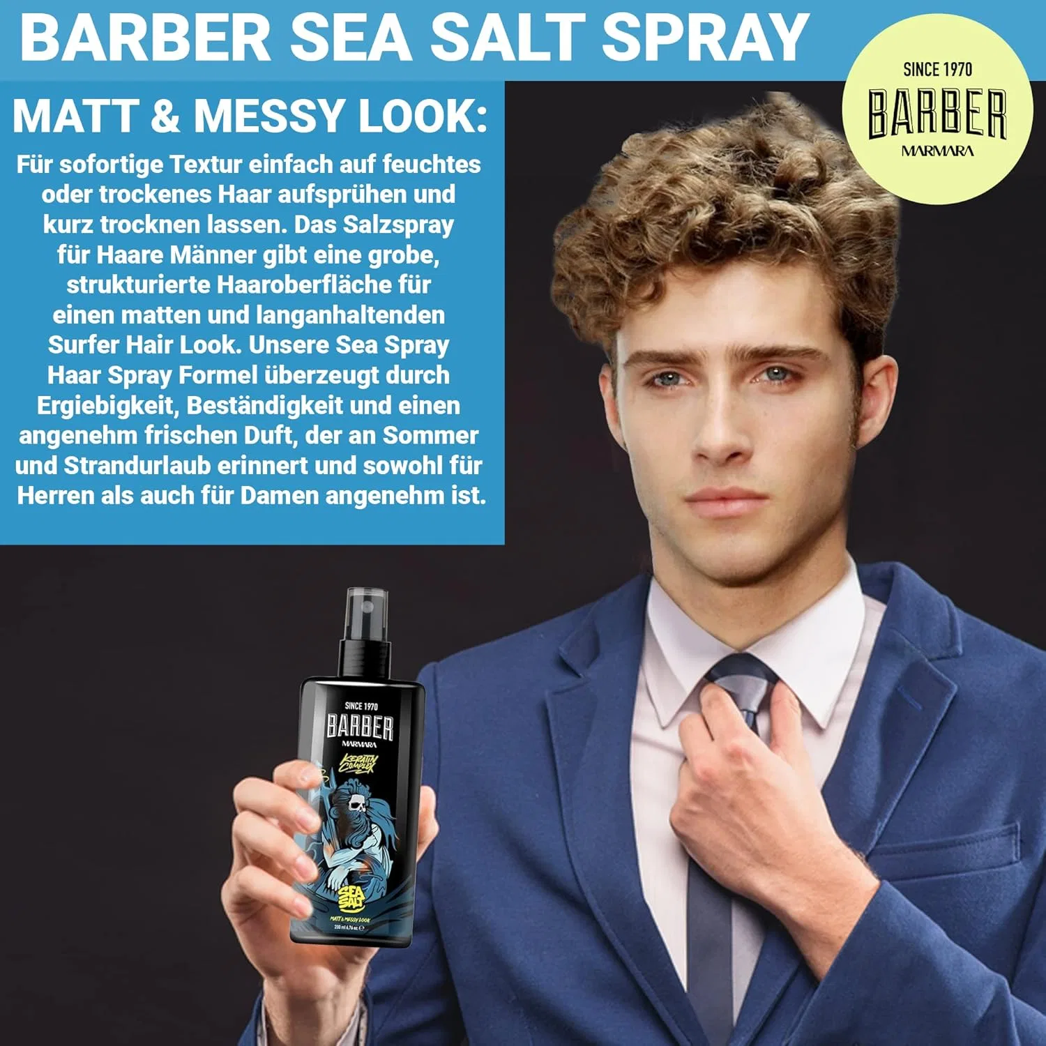 Солевой спрей для волос «Hair Salt Spray» 200 мл от BARBER MARMARA Barber Marmara — фото 2