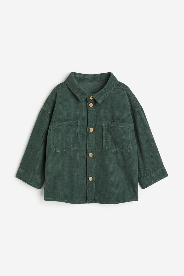 

Рубашка из хлопкового вельвета H&M, зеленый