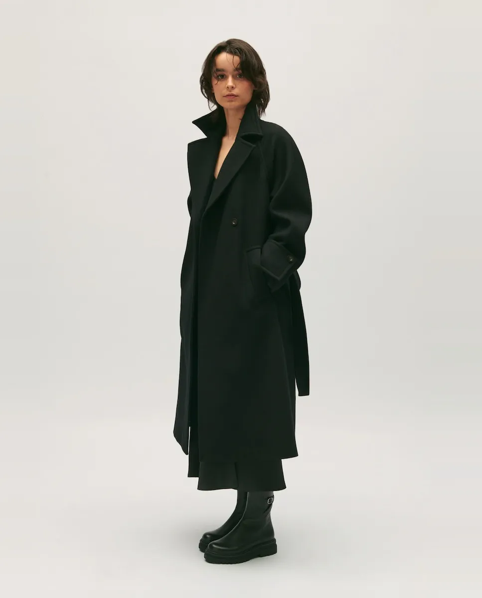

Женское пальто из смесовой шерсти с поясом Claudie Pierlot, черный