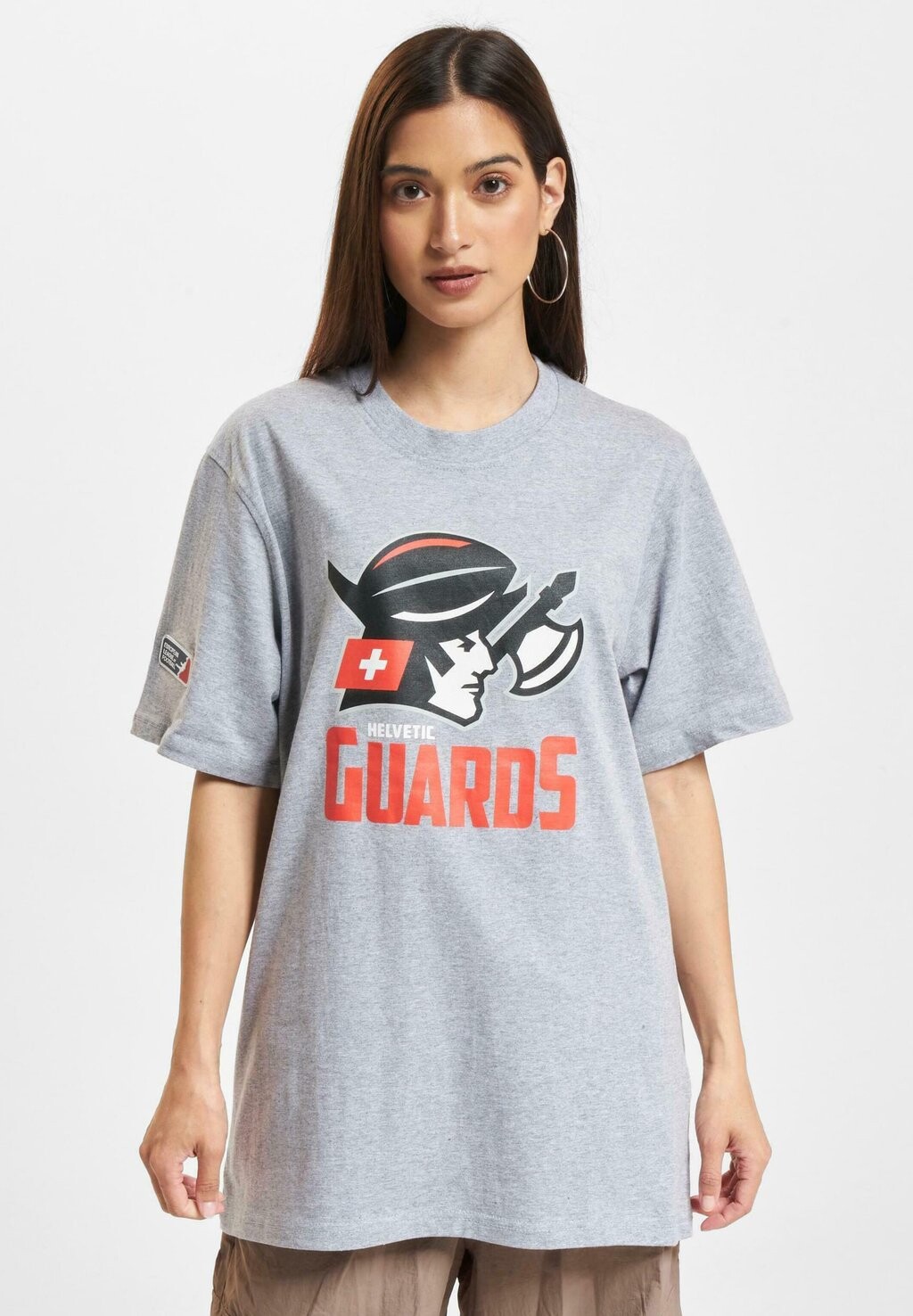 

Футболка с принтом SHOP X EUROPEAN LEAGUE OF FOOTBALL HELVETIC GUARDS DEF, цвет Mottled Grey