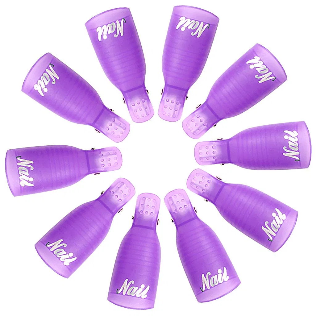 Набор из 10 зажимов для снятия гель-лака Xygk, Purple