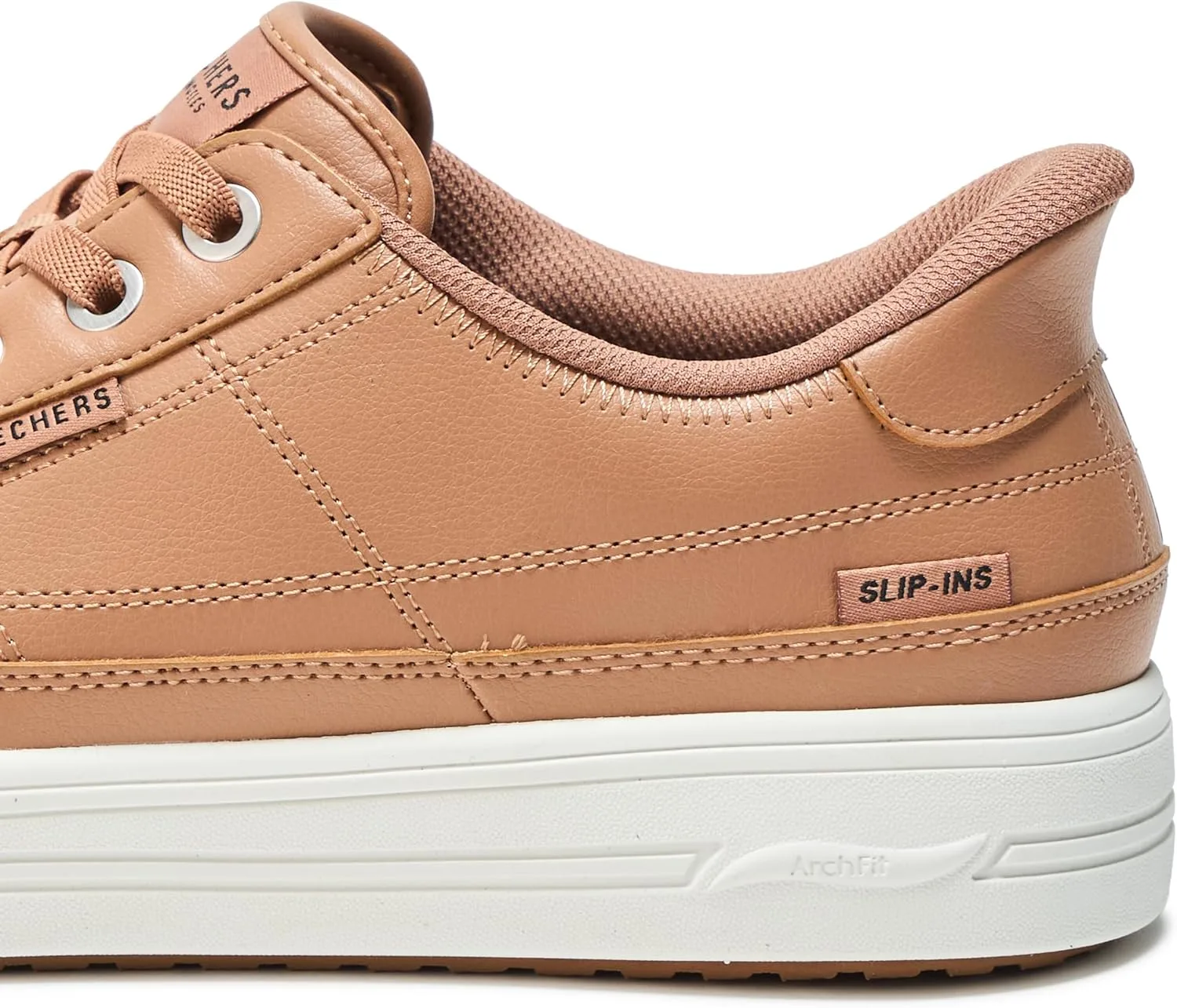 Мужские слипоны Skechers Arch Fit Arcade - Catch Ya There Hands Free, светло-коричневый — фото 4