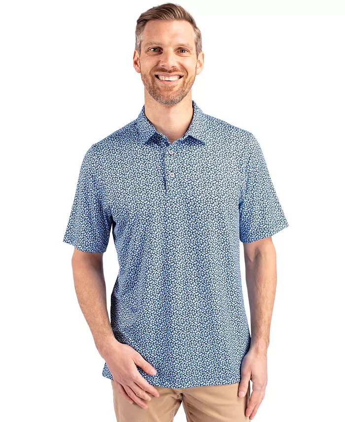 

Cutter Buck Pike Magnolia Print Stretch Men's Big & Tall Polo Shirt – Поло для мужчин больших размеров Cutter Buck Pike Magnolia Print Stretch Cutter & Buck, синий