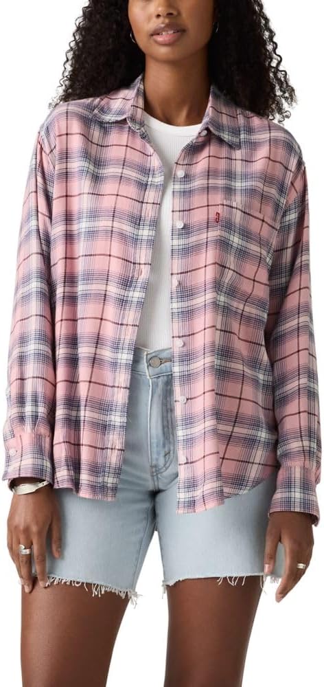 

Женская фланелевая рубашка Levi's Lucas с длинным рукавом, (New) Huxley Plaid Zephyr (Flannel)