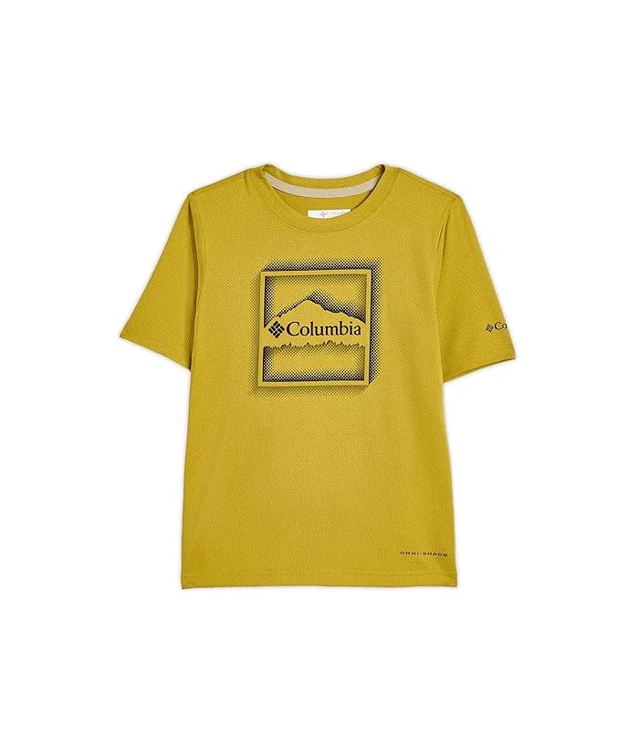 Футболка Columbia Kids Tech Trail Utility Short Sleeve Graphic Crew, Antique Moss/Dotty Landscape