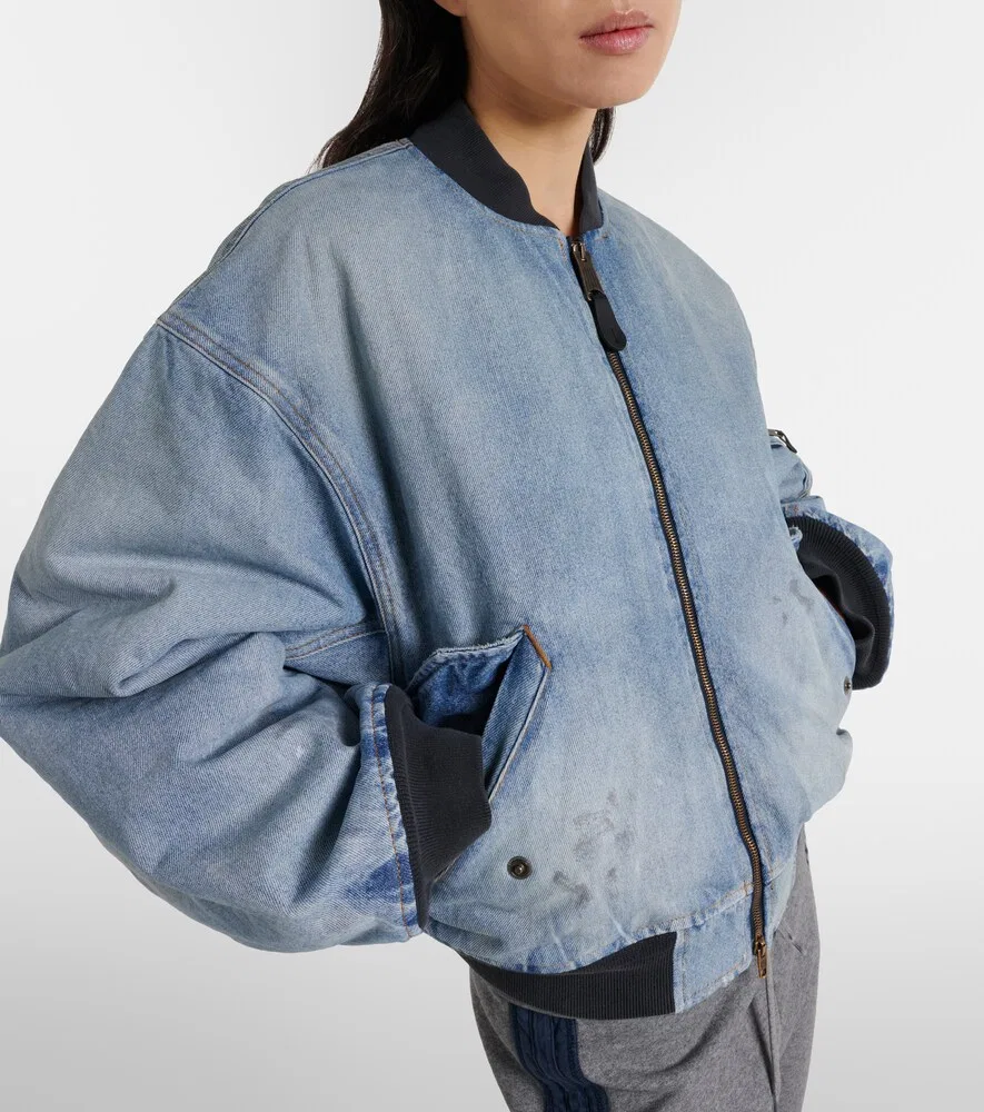 Укороченная джинсовая куртка-бомбер Balenciaga, синий — фото 3