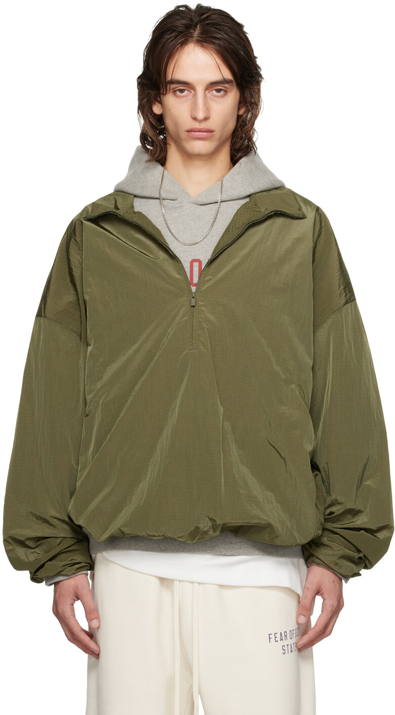 

Куртка-пуловер цвета хаки с полумолнией Fear of God ESSENTIALS