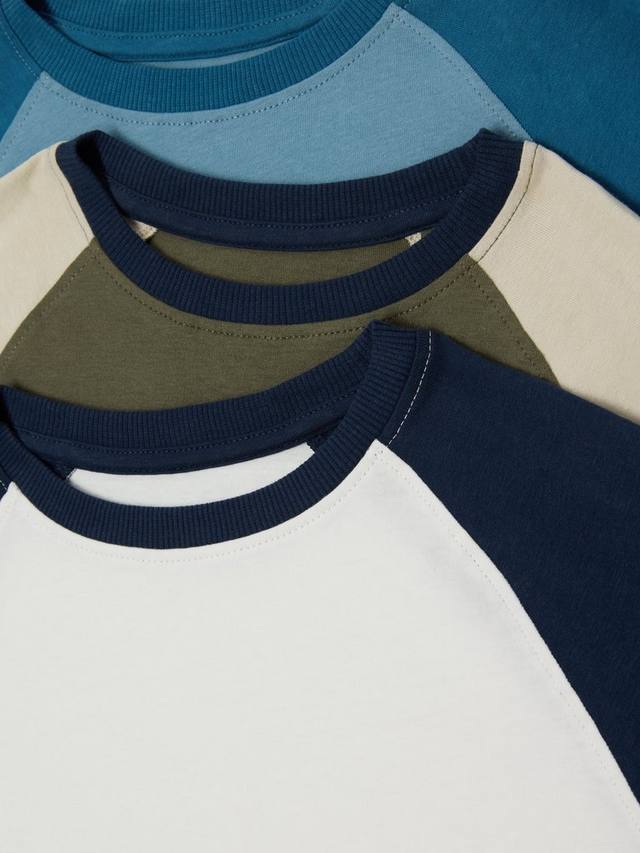 Детские футболки с регланными рукавами John Lewis, Pack of 3, Multi — фото 3