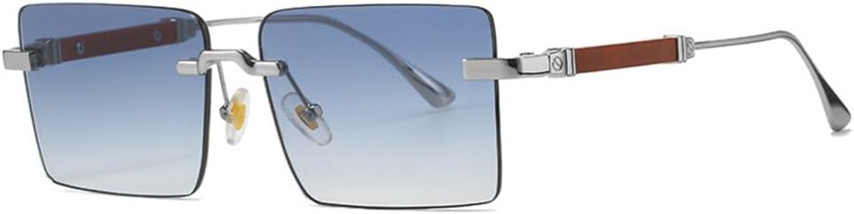 

Солнцезащитные очки LVTFCO без оправы, прямоугольной формы, винтажные, для мужчин и женщин, маленькие солнцезащитные очки для женщин и мужчин, летние, для путешествий, C06 Blue