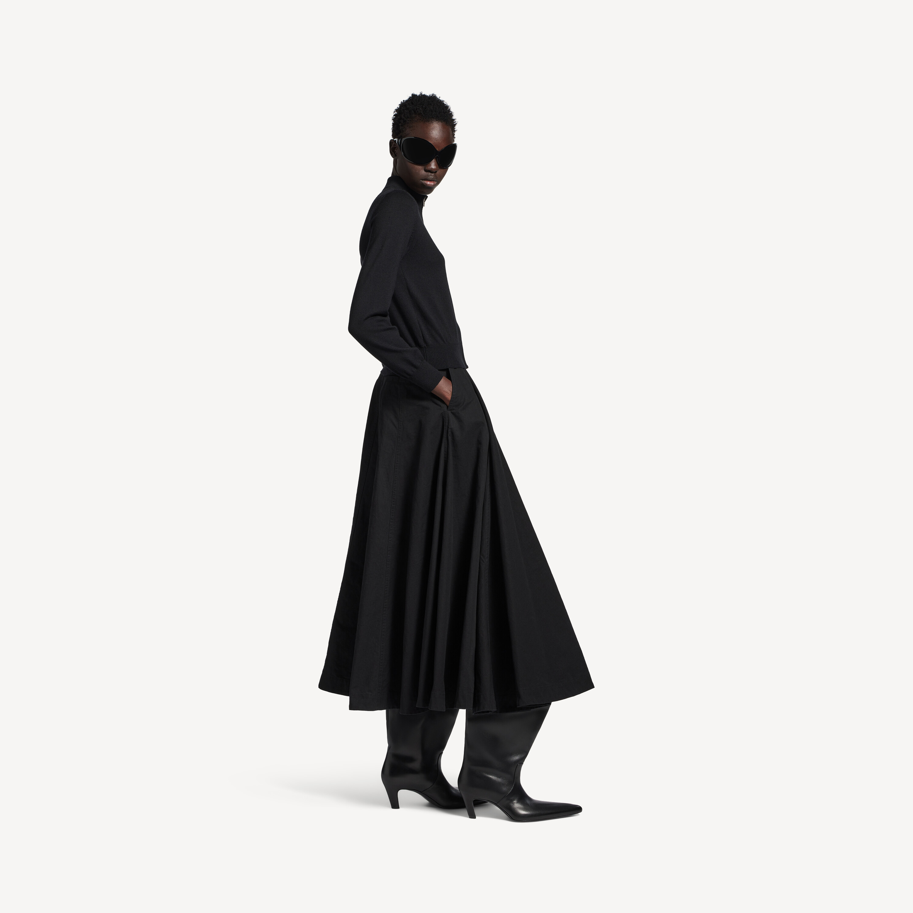 Женская макси-юбка годе черного цвета BALENCIAGA, черный — фото 2