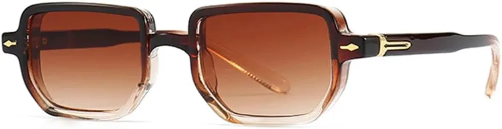 

Популярные прямоугольные солнцезащитные очки для женщин и мужчин с защитой от УФ-излучения UV400, в стиле ретро с градиентом и заклепками UATXTAU, Brown Tea Gradient