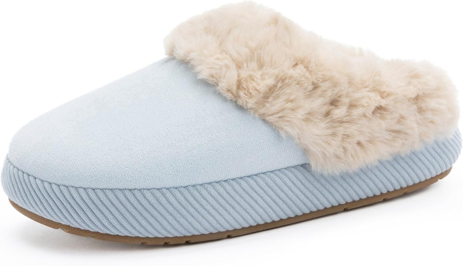 

Тапочки Chantomoo для женщин и мужчин с эффектом памяти, домашние, верх из искусственной замши, резиновая подошва, подкладка из искусственного меха, теплые и удобные пушистые домашние тапочки, светло-голубой