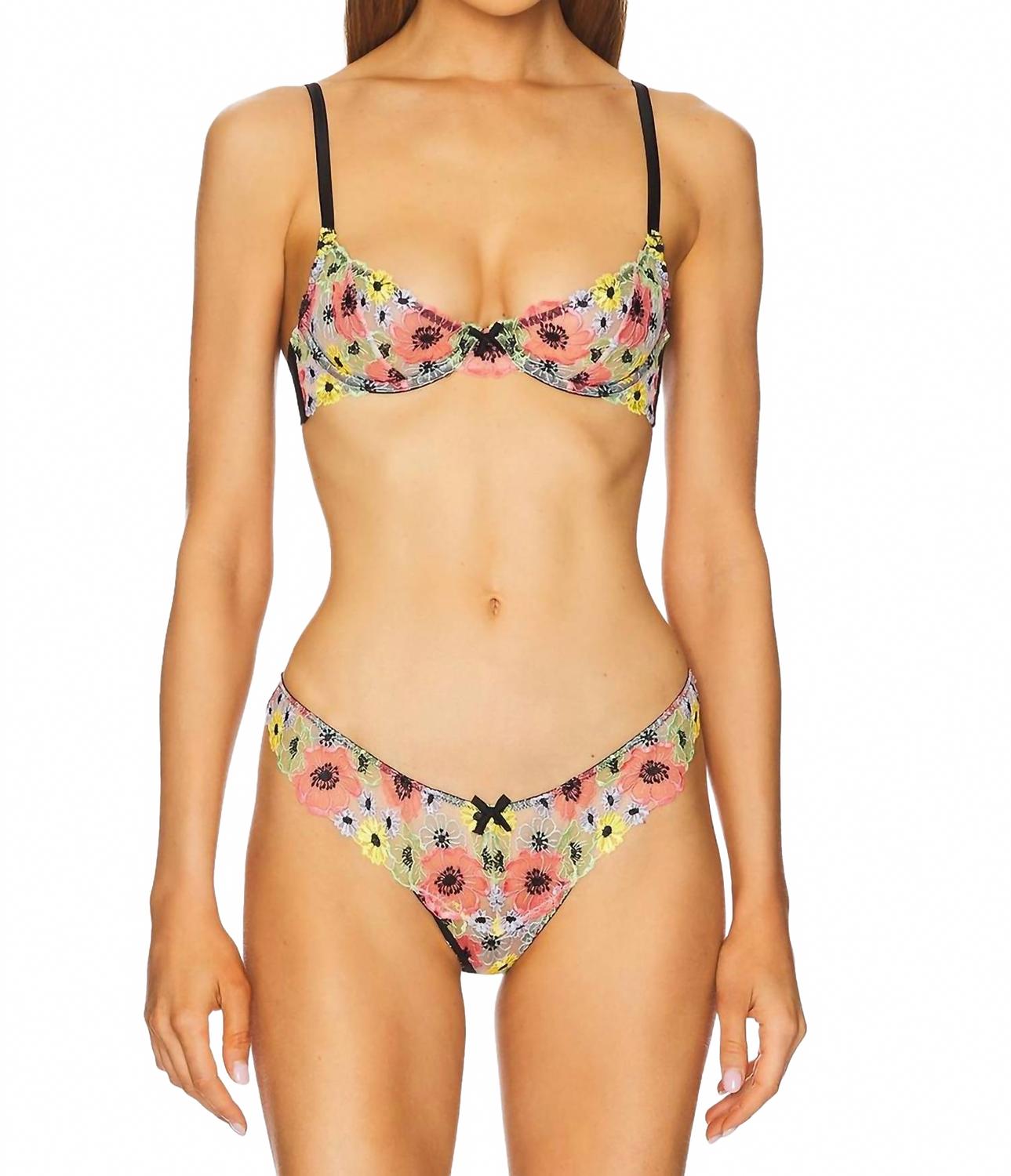 

Fleur Du Mal Бюстгальтер с вышивкой «Азалия», черный с разноцветными элементами