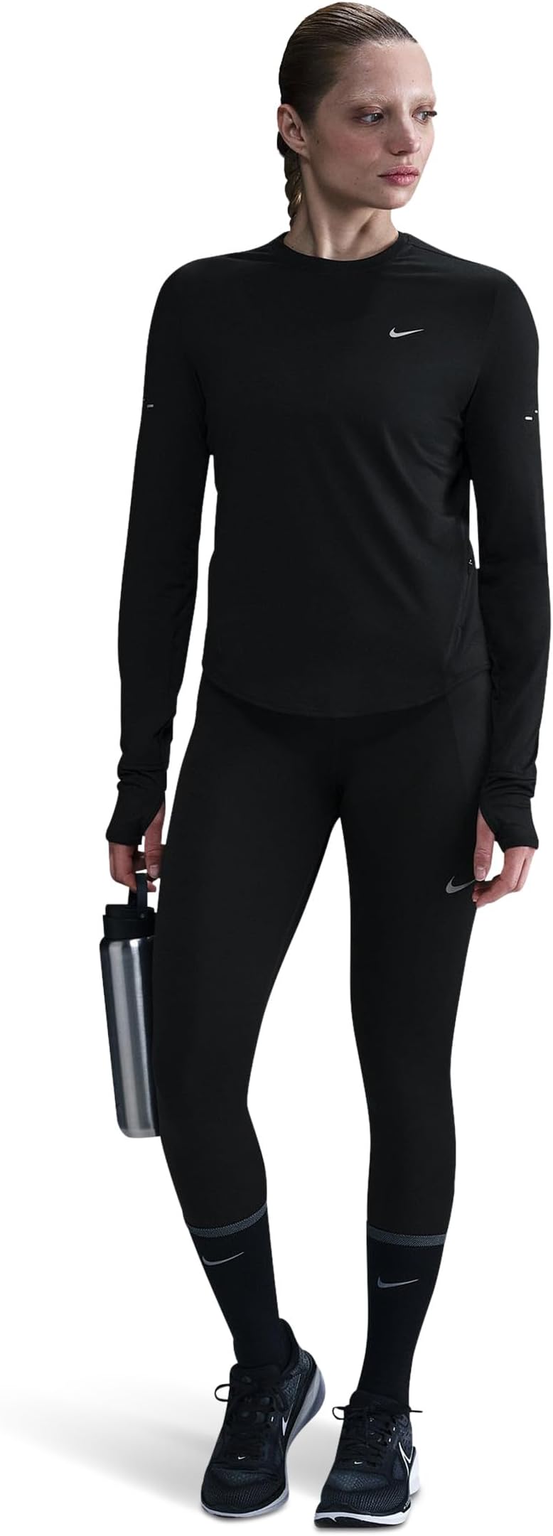 

Топ Nike Swift Dri-FIT Ultraviolet Long Sleeve Crew Neck Running Top, цвет Black/Reflective Silver