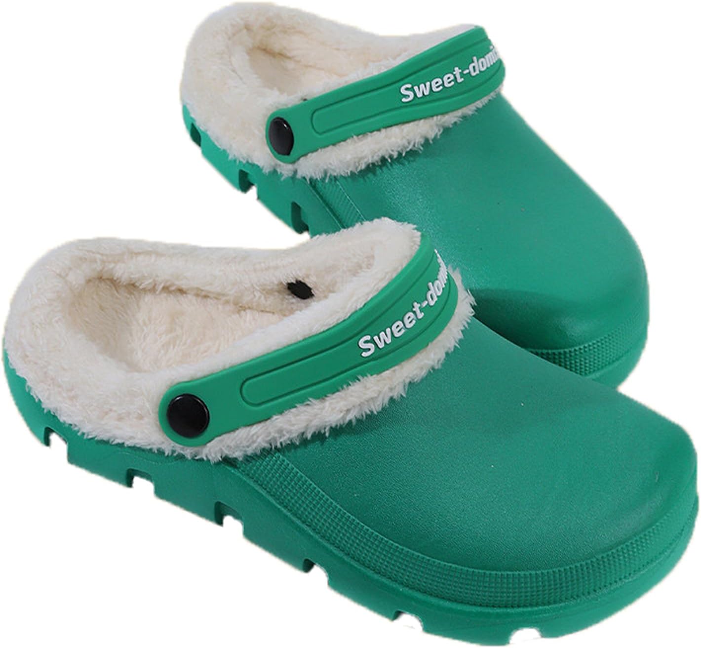 

Садовые сабо Fdskwky с мехом для дома: теплые меховые тапочки для женщин и мужчин на зиму, унисекс, нескользящие, для дома и улицы, зеленый
