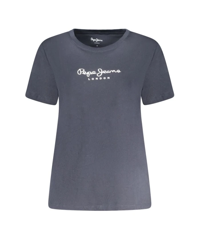 

Синяя хлопковая женская футболка Pepe Jeans, синий