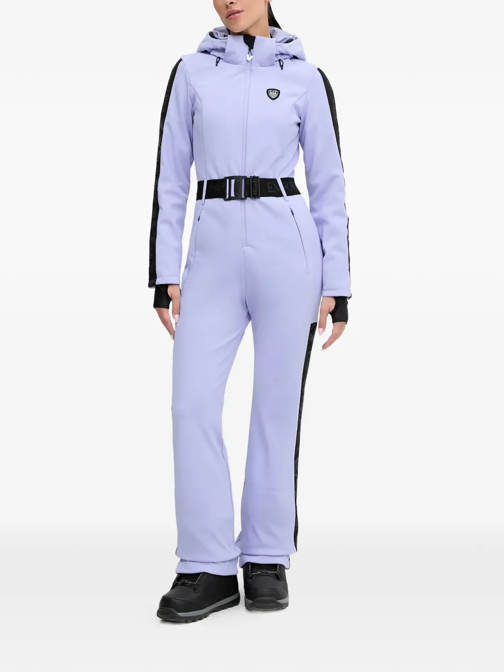 

Утепленный лыжный комбинезон с капюшоном и поясом Ea7 Emporio Armani, фиолетовый