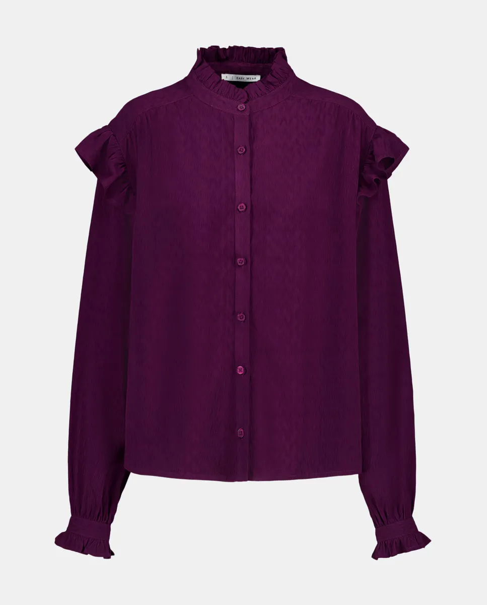 

Женская рубашка с длинными рукавами и рюшами Easy Wear, цвет Buganvilla