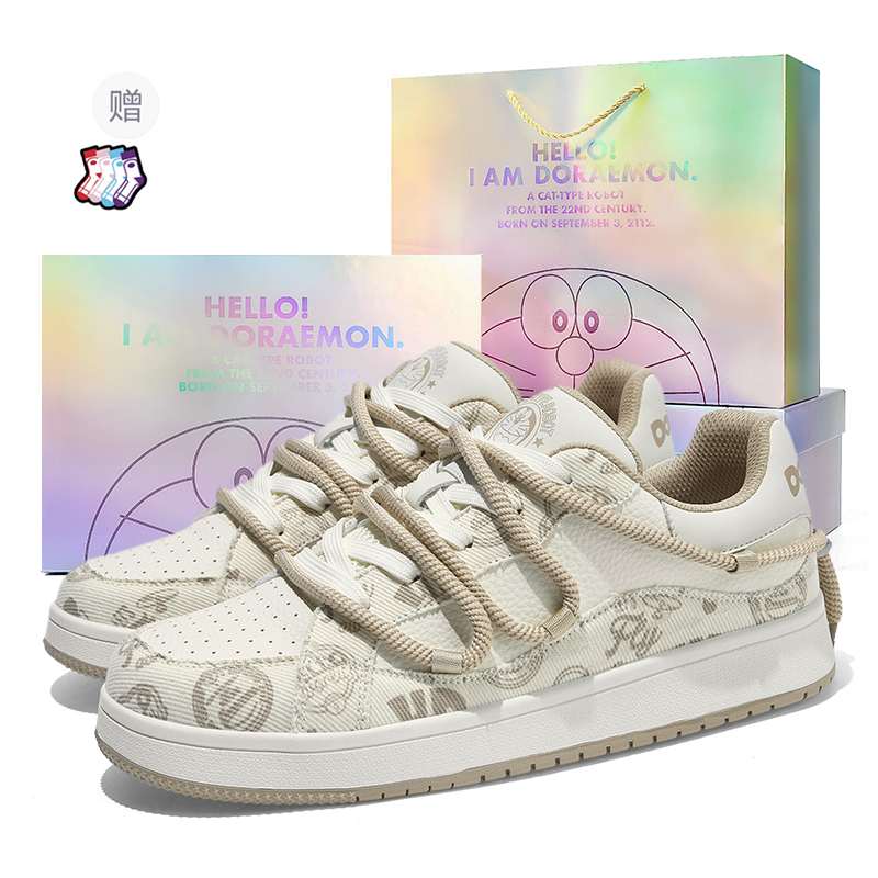 

Doraemon Дораэмон, лимитированная серия в коробке, пухлые кроссовки низкие скейтерские унисекс лён бежевый [коробка], цвет Linen Beige[Box]