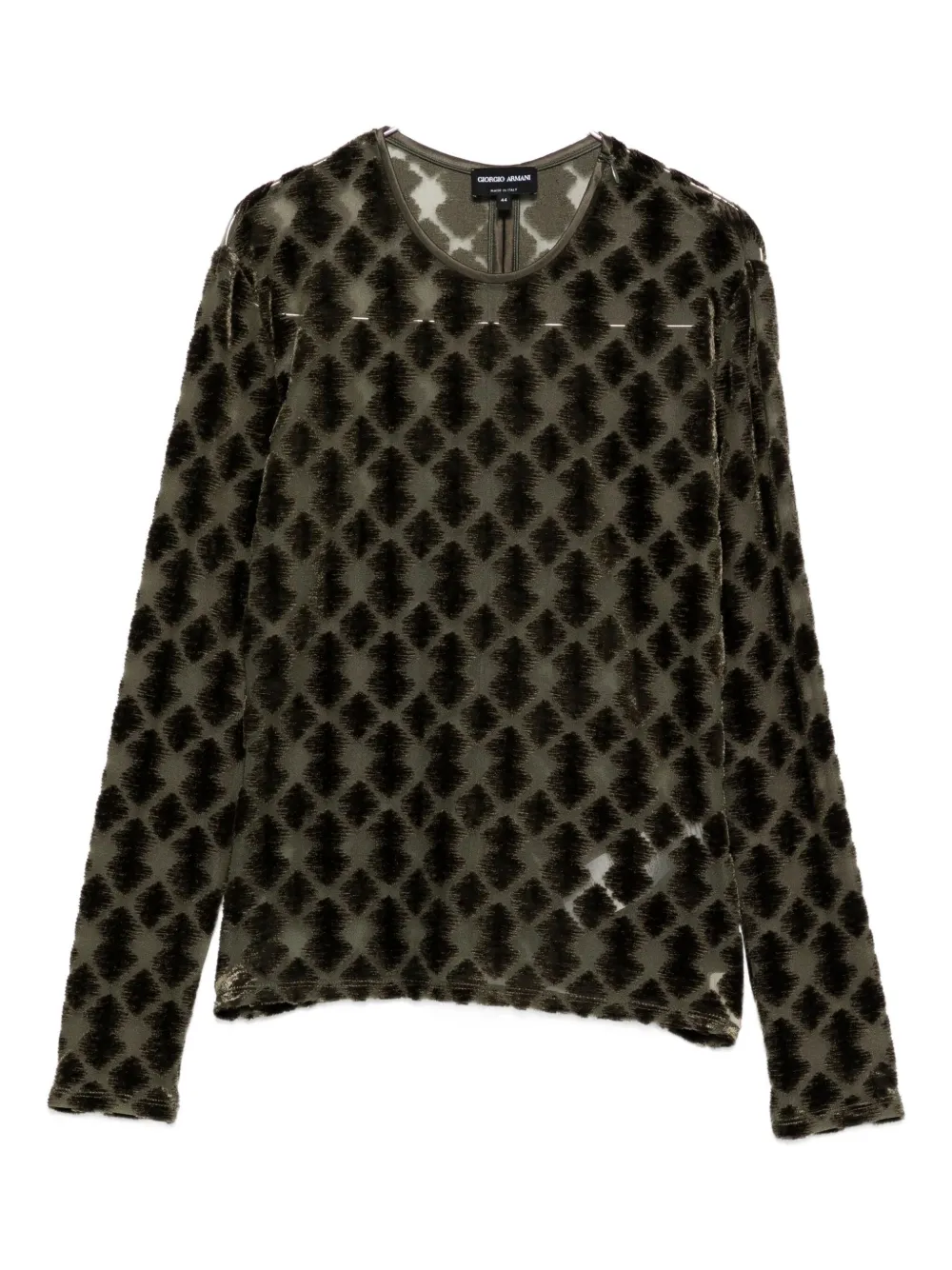 

Велюровая футболка с геометрическим узором GIORGIO ARMANI, зеленый