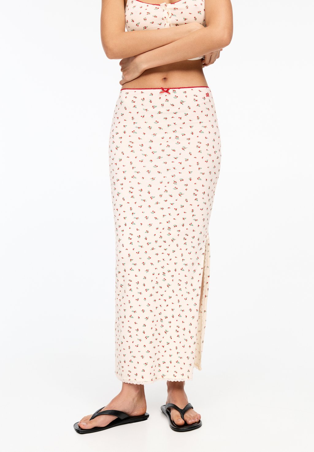 

Юбка А-силуэта FLORAL PULL&BEAR, бежевый