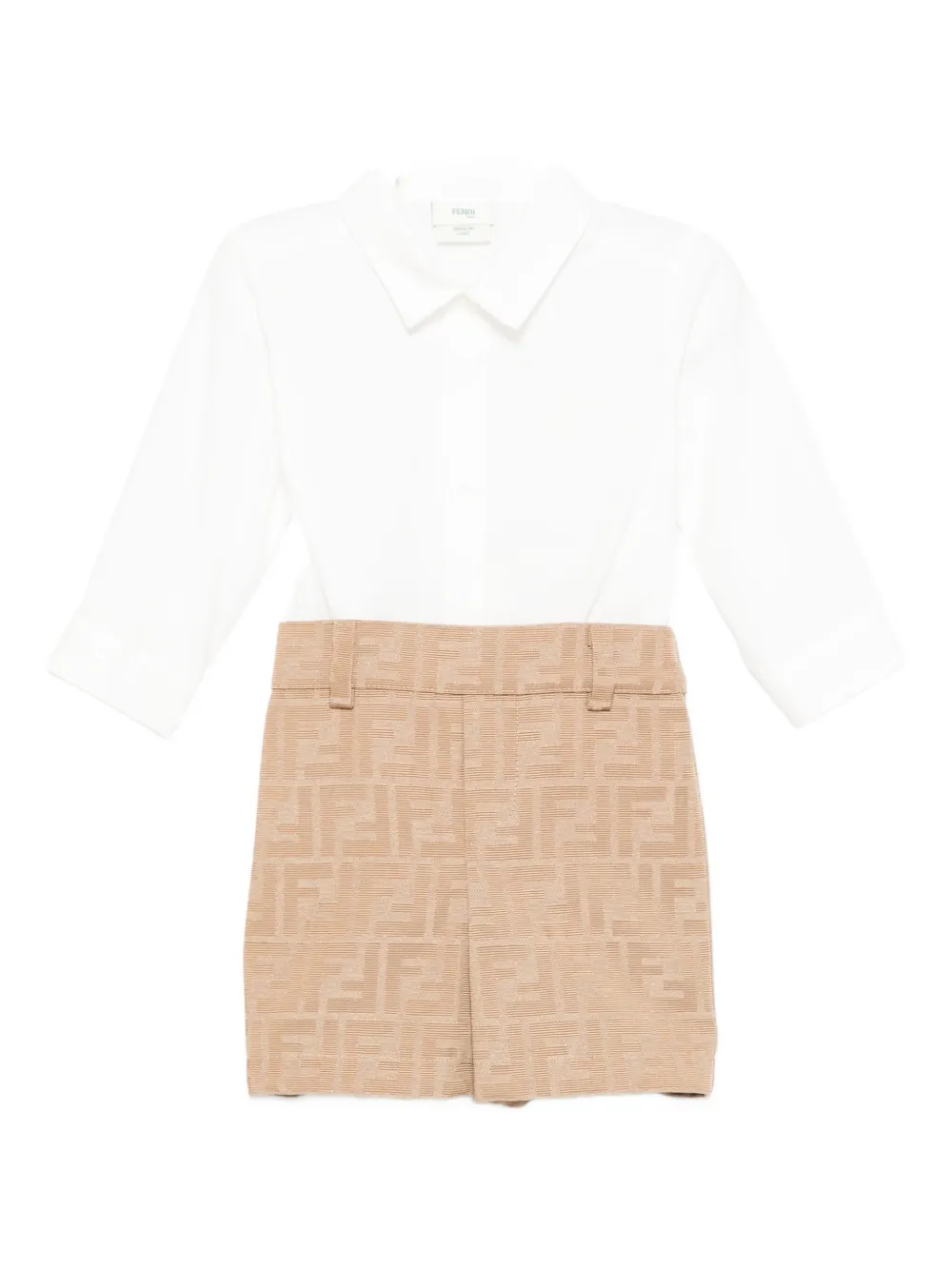 

Комбинезон-рубашка с узором FF Fendi Kids, нейтральный