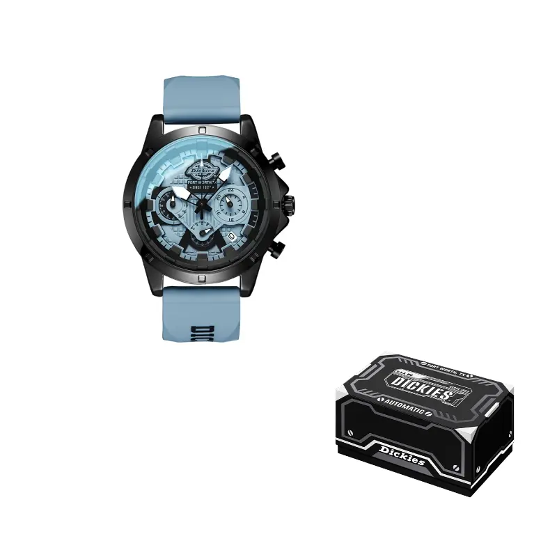 

Dickies Часы Wrist Watch Quartz Movement Silicone Strap White Dial Men's Watch, 220M60LYXCL-483P2-21SY Blue Dial
